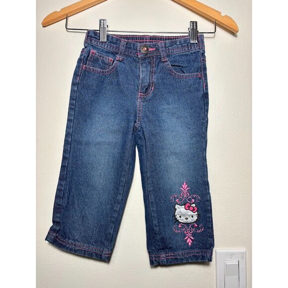y2k Sanrio Hello Kitty Jeans size 6 Girls Embroidered Denim Character Nostalgia - Picture 2 of 5